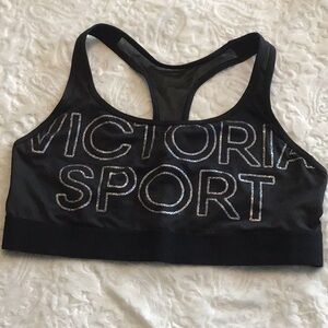 Victoria Sport Black & Silver Glitter Sport Bra Size Large